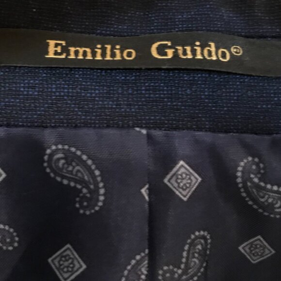 Emilio Guido Navy Paisley Wool Blazer: Vintage 90s Lightweight Sport Coat, 42 - Picture 3 of 9